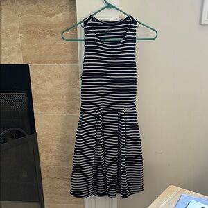 SO Blue and White Sleeveless Halter Midi Sundress